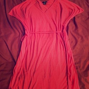 Pink shirt cover up with waist tie